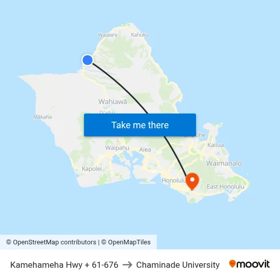 Kamehameha Hwy + 61-676 to Chaminade University map