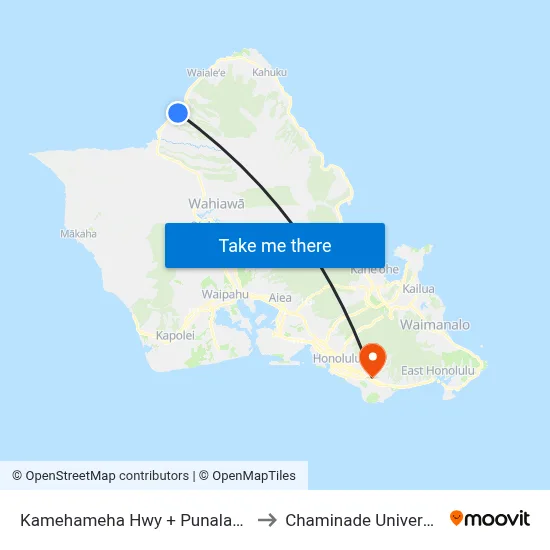 Kamehameha Hwy + Punalau Pl to Chaminade University map