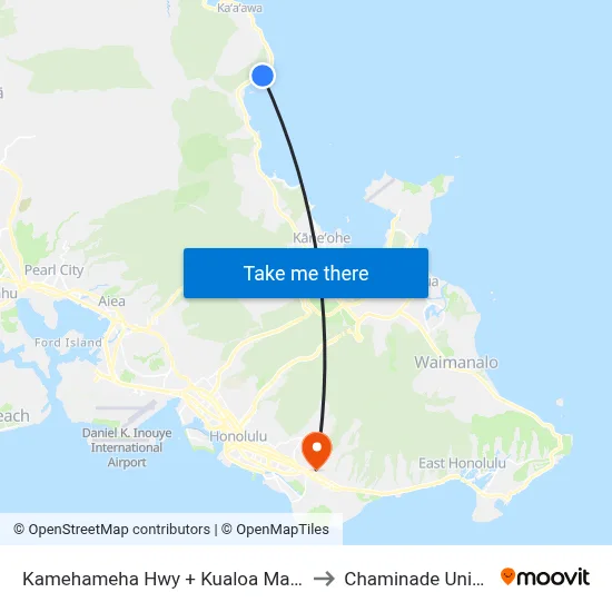 Kamehameha Hwy + Kualoa Maintenance to Chaminade University map