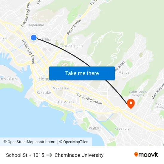 School St + 1015 to Chaminade University map