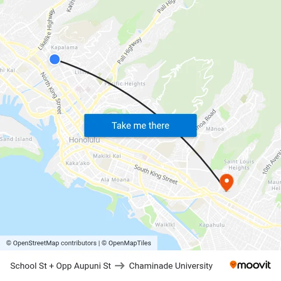 School St + Opp Aupuni St to Chaminade University map