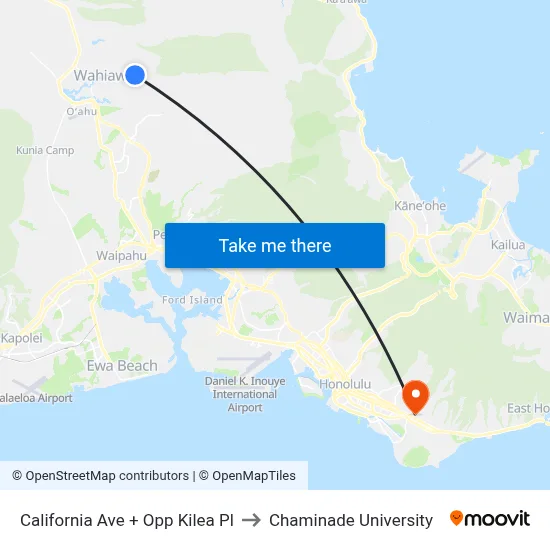 California Ave + Opp Kilea Pl to Chaminade University map