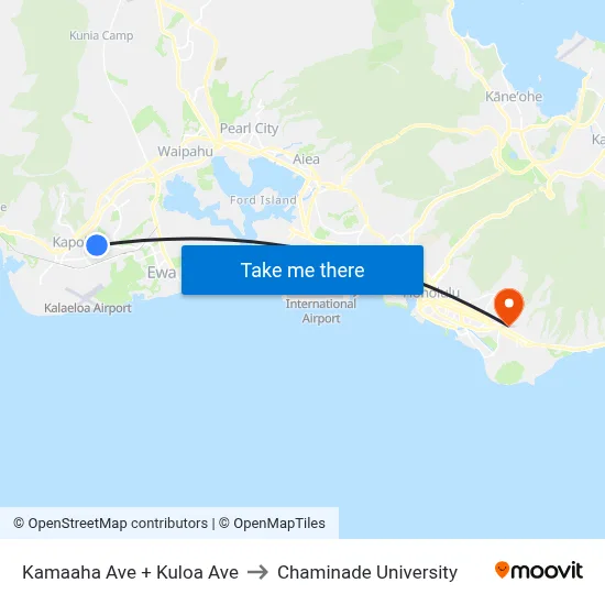 Kamaaha Ave + Kuloa Ave to Chaminade University map