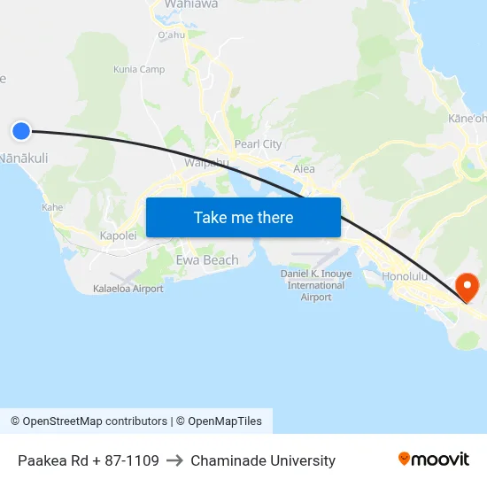 Paakea Rd + 87-1109 to Chaminade University map