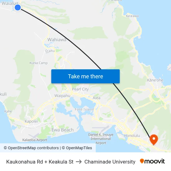 Kaukonahua Rd + Keakula St to Chaminade University map
