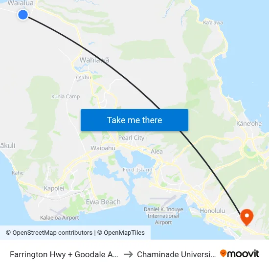 Farrington Hwy + Goodale Ave to Chaminade University map