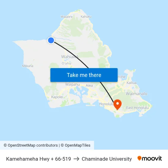 Kamehameha Hwy + 66-519 to Chaminade University map