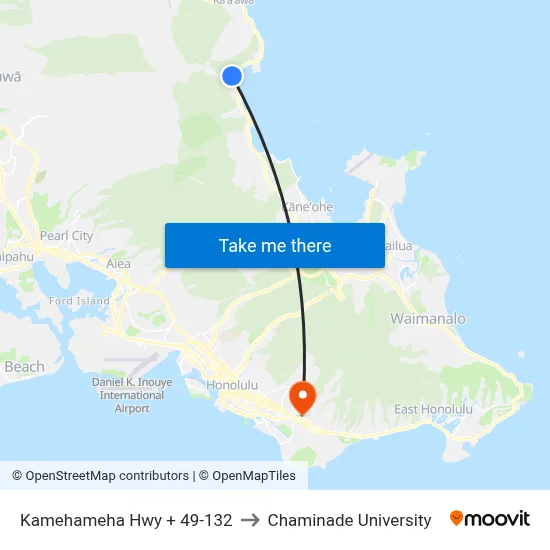 Kamehameha Hwy + 49-132 to Chaminade University map