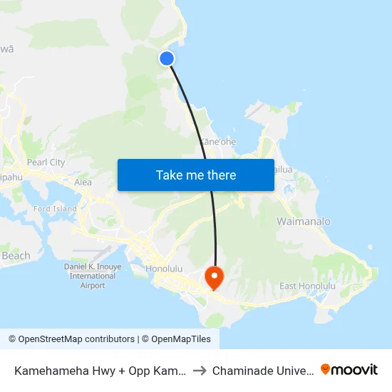 Kamehameha Hwy + Opp Kamaka Pl to Chaminade University map