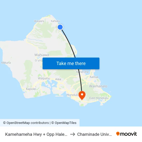 Kamehameha Hwy + Opp Hale Laa Bl to Chaminade University map