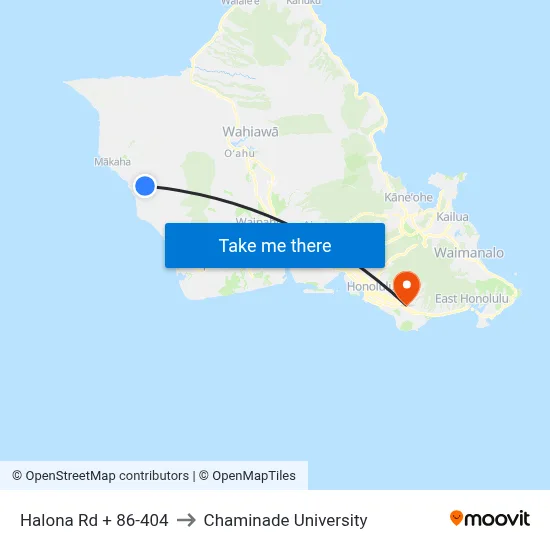 Halona Rd + 86-404 to Chaminade University map