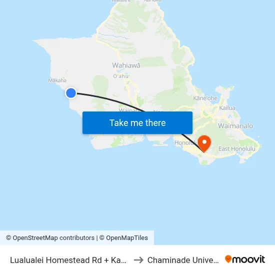 Lualualei Homestead Rd + Kawili St to Chaminade University map