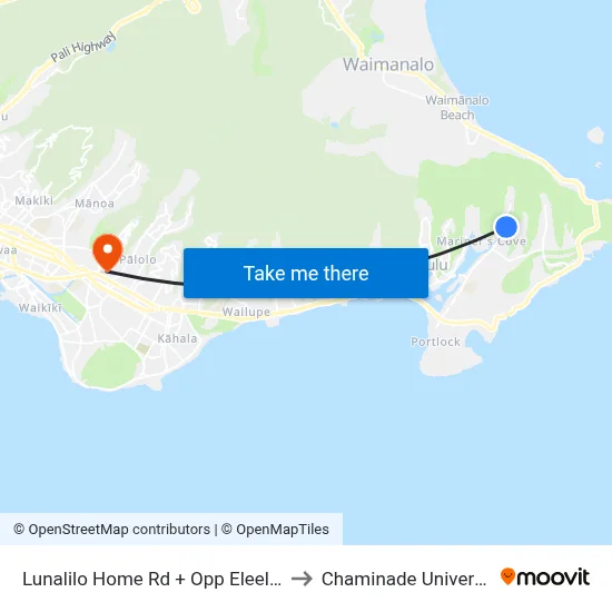 Lunalilo Home Rd + Opp Eleele Pl to Chaminade University map