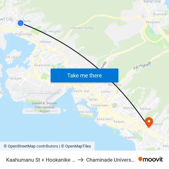 Kaahumanu St + Hookanike St to Chaminade University map