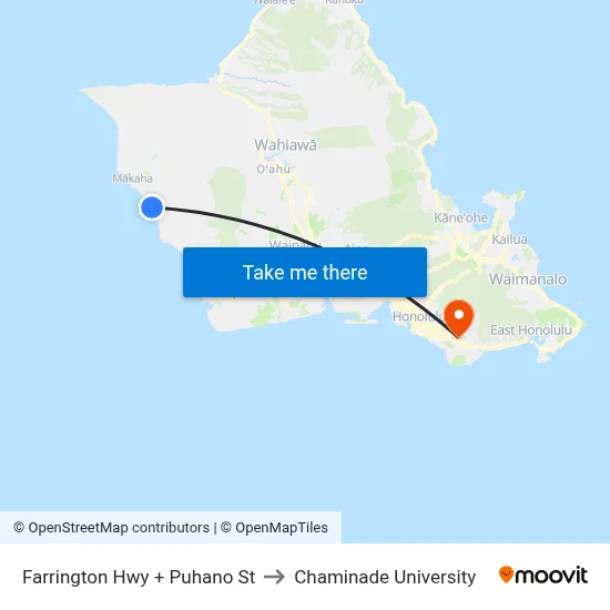 Farrington Hwy + Puhano St to Chaminade University map