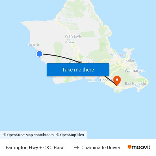 Farrington Hwy + C&C Base Yard to Chaminade University map