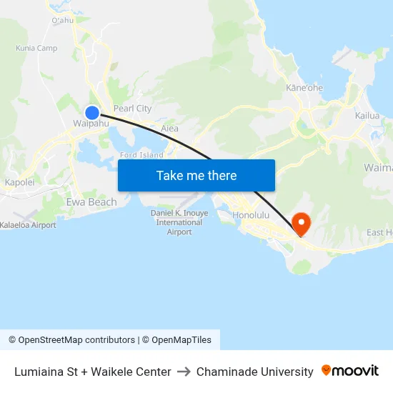 Lumiaina St + Waikele Center to Chaminade University map