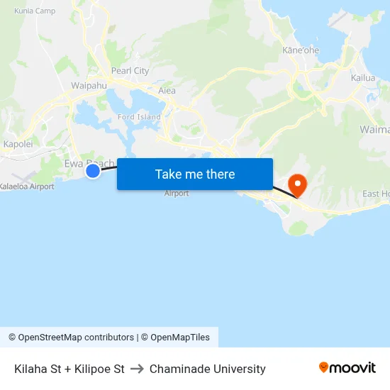 Kilaha St + Kilipoe St to Chaminade University map