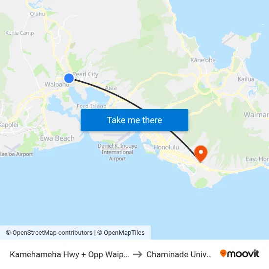 Kamehameha Hwy + Opp Waipahu St to Chaminade University map