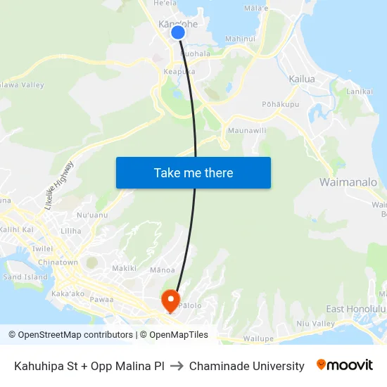 Kahuhipa St + Opp Malina Pl to Chaminade University map