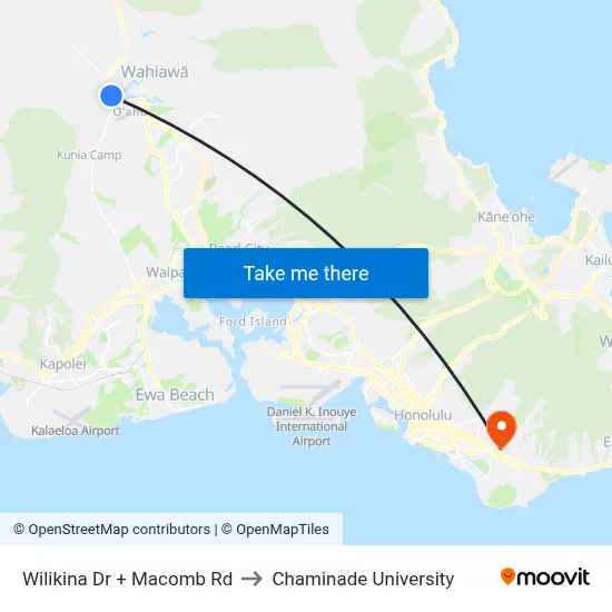 Wilikina Dr + Macomb Rd to Chaminade University map