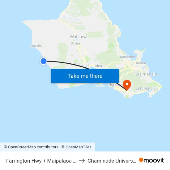 Farrington Hwy + Maipalaoa Rd to Chaminade University map