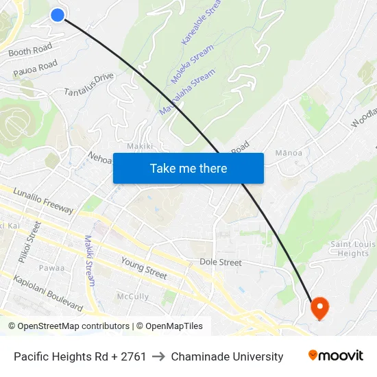 Pacific Heights Rd + 2761 to Chaminade University map