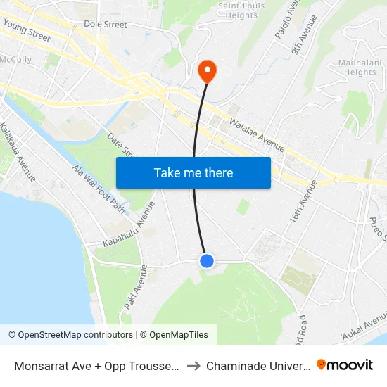 Monsarrat Ave + Opp Trousseau St to Chaminade University map