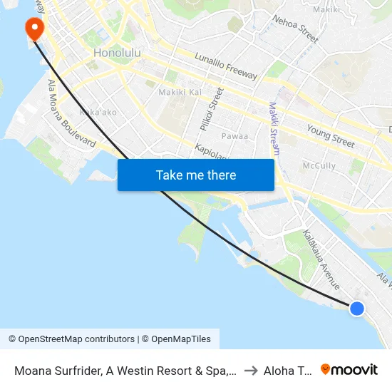 Moana Surfrider, A Westin Resort & Spa, Waikiki Beach to Aloha Tower map
