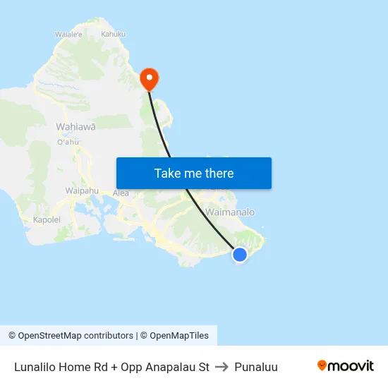 Lunalilo Home Rd + Opp Anapalau St to Punaluu map