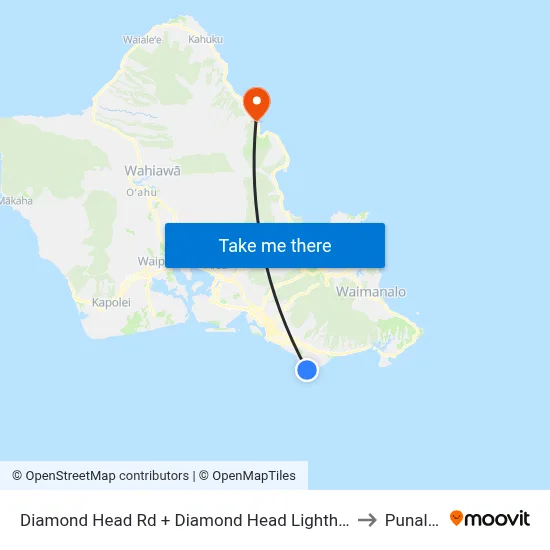 Diamond Head Rd + Diamond Head Lighthouse to Punaluu map