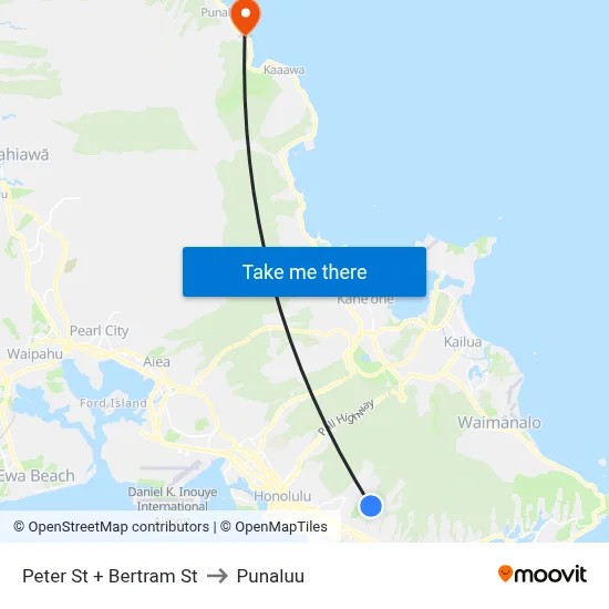 Peter St + Bertram St to Punaluu map