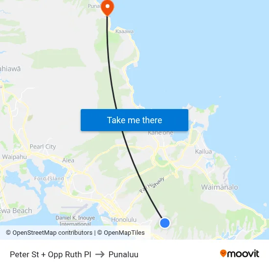 Peter St + Opp Ruth Pl to Punaluu map