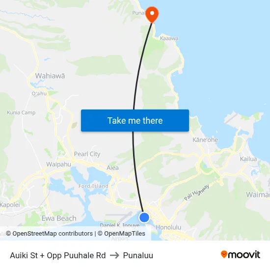 Auiki St + Opp Puuhale Rd to Punaluu map