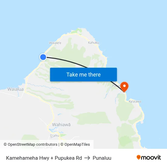 Kamehameha Hwy + Pupukea Rd to Punaluu map
