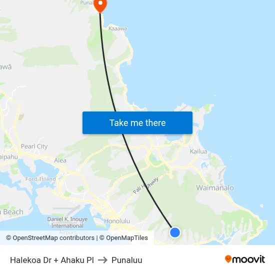 Halekoa Dr + Ahaku Pl to Punaluu map