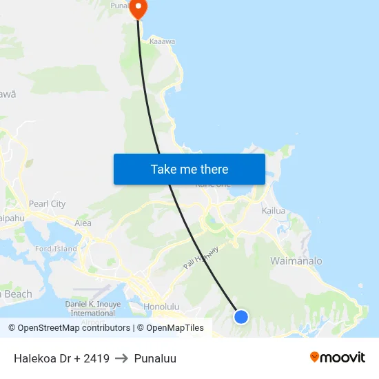 Halekoa Dr + 2419 to Punaluu map