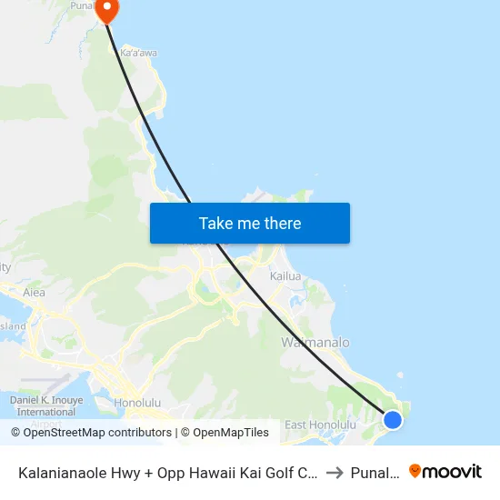 Kalanianaole Hwy + Opp Hawaii Kai Golf Course to Punaluu map