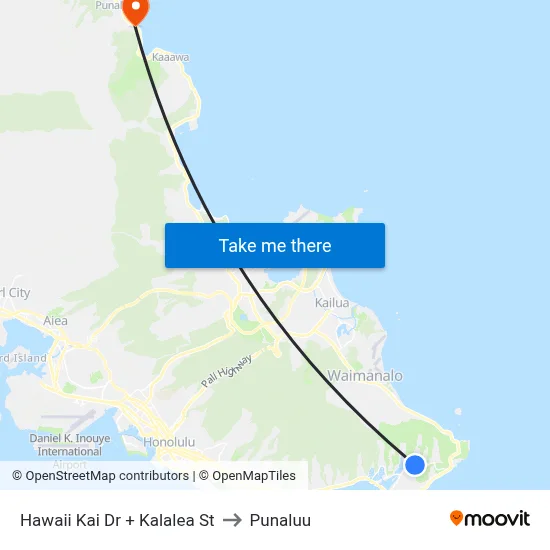 Hawaii Kai Dr + Kalalea St to Punaluu map