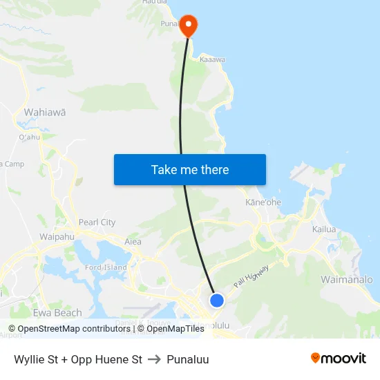 Wyllie St + Opp Huene St to Punaluu map