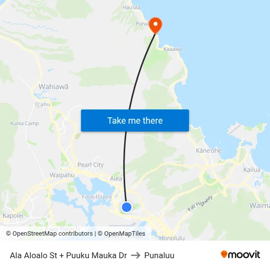 Ala Aloalo St + Puuku Mauka Dr to Punaluu map