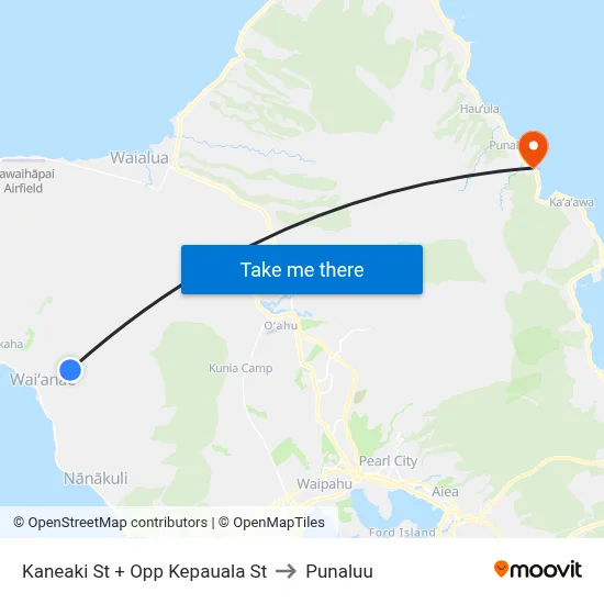 Kaneaki St + Opp Kepauala St to Punaluu map