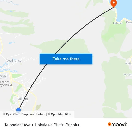 Kuahelani Ave + Hokulewa Pl to Punaluu map