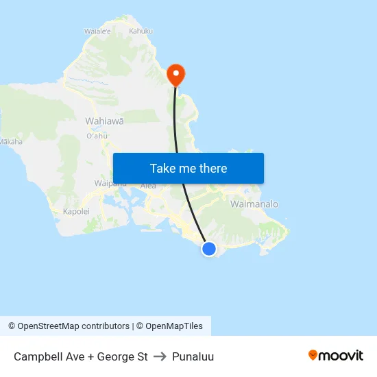 Campbell Ave + George St to Punaluu map