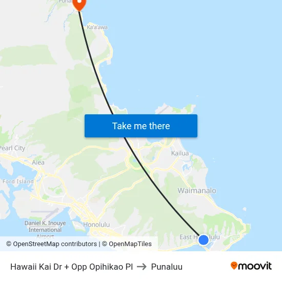 Hawaii Kai Dr + Opp Opihikao Pl to Punaluu map
