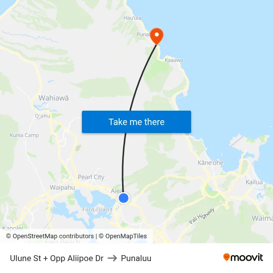 Ulune St + Opp Aliipoe Dr to Punaluu map
