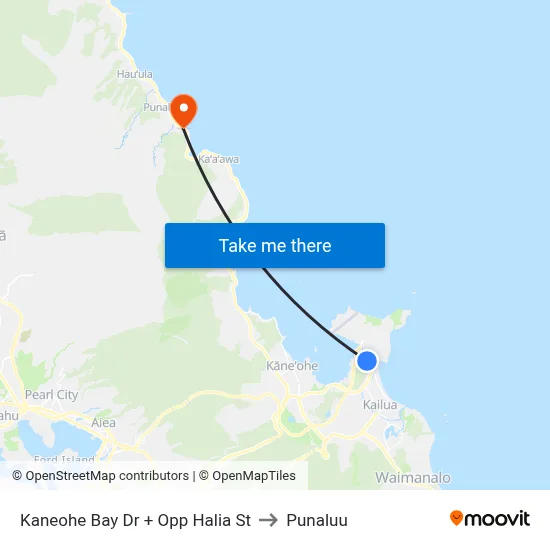 Kaneohe Bay Dr + Opp Halia St to Punaluu map