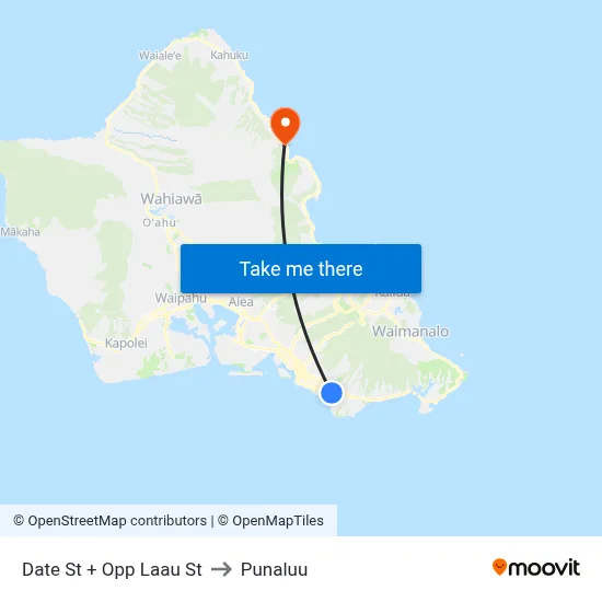 Date St + Opp Laau St to Punaluu map