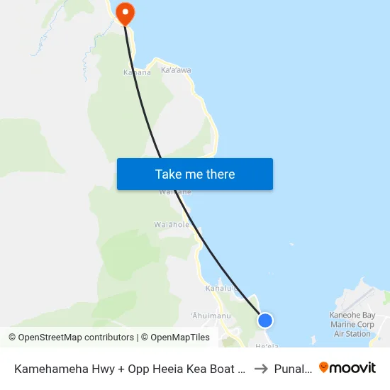 Kamehameha Hwy + Opp Heeia Kea Boat Harbor to Punaluu map