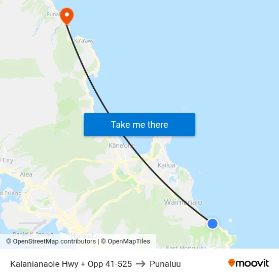 Kalanianaole Hwy + Opp 41-525 to Punaluu map